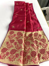 Tussar Silk Embroidery Digital Printed Saree